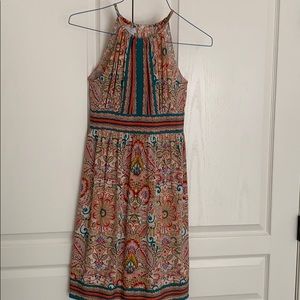 London Times pleat neck jersey dress